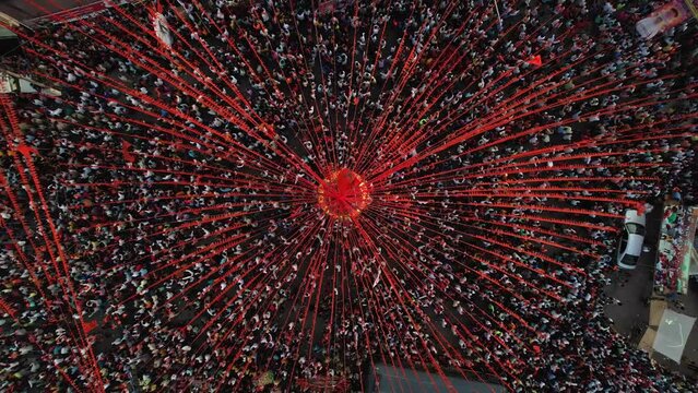 A top view of huge crowd during hindu religious festival.ganesha chaturthi festival