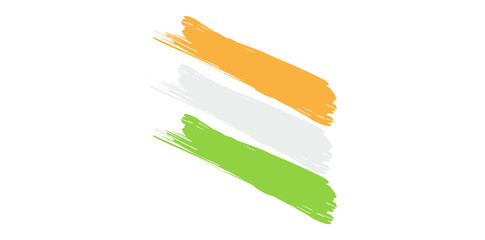 Brush Stroke Orange And Green Color Of Indian Flag Vector Isolated On White Background.