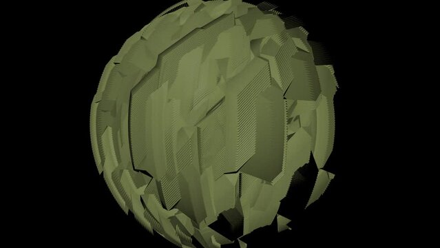 green techno ball. Bit stream digital pixels on rotating sphere. abstract gradient color liquid sphere wave background animation