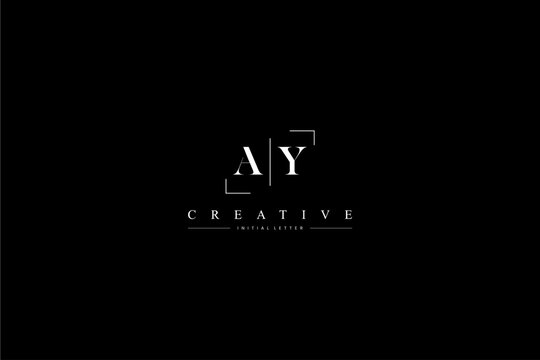 minimalist AY initial logo with simple vertical stroke line in black 110323