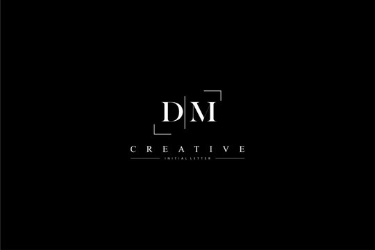 minimalist DM initial logo with simple vertical stroke line in black 110323