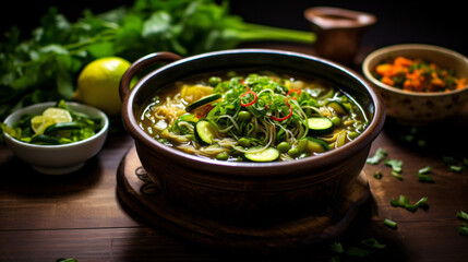 Okra noodle soup
