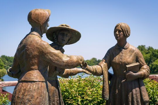 First Wave Statue Exhibit at The Women's Rights National Historical Park in Seneca Falls, New York