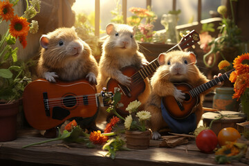 Hamsters play guitars