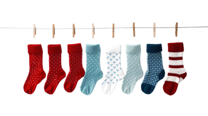 socks hanging on a clothesline