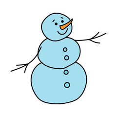 Snowman on white background. Design element of postcards, banners and sticker