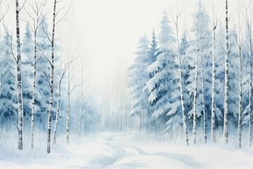 watercolor winter forest background