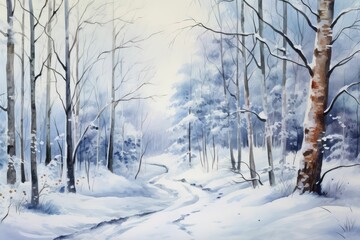 watercolor winter forest background