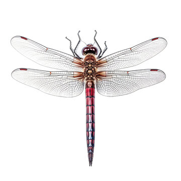 red dragonfly isolated on white background