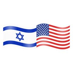 National flags of İsrael and United States of America