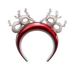 Foto op Plexiglas Christmas hairband with reindeer horn and red ribbon isolated on white © Le