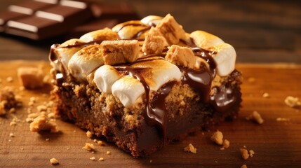 Hawaii Smores Brownies with marshmallow  - obrazy, fototapety, plakaty
