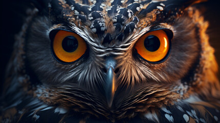 Owl bird playing, close-up.