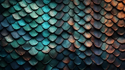 Deurstickers AI generated illustration of blue and orange reflections on dragon scales background © Wirestock