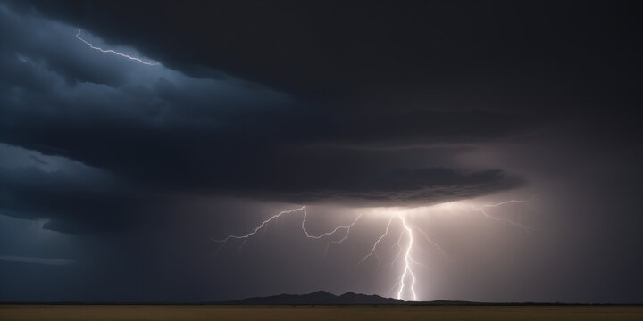lightning strike dark sky landscape