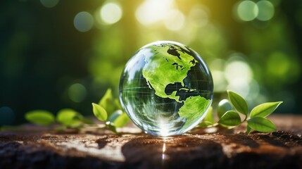 Green planet in the hands of children. save the earth, Saving environment, and environmentally sustainable. Concept of the Environment World Earth Day