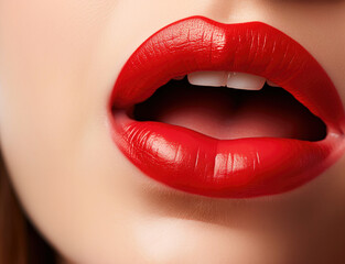 Obraz premium Close-up of red woman's lips