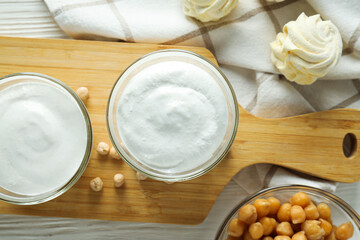 Aquafaba, concept of vegan food and cuisine
