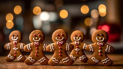 AI generated illustration of freshly baked traditional Christmas gingerbread cookies
