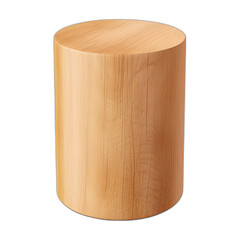 Wooden cylinder isolated on transparent or white background, png