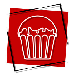 cake red banner in frame. Vector illustration.