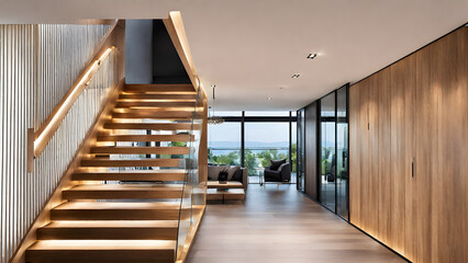 interior of a luxury house stairs in fonrt
