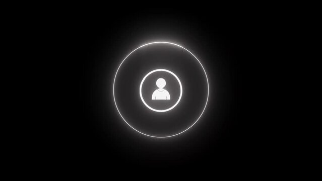 Glowing neon circle and social media icon animation  