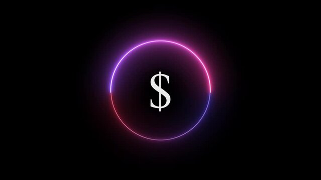 Glowing Dollar icon symbol animation 
