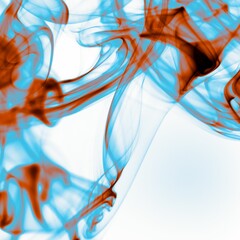 AI-generated illustration of vibrant blue and orange smoke billows in the air.