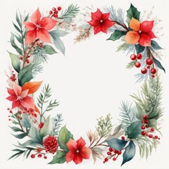 Fototapeta na wymiar Watercolor Christmas Flower Decoration