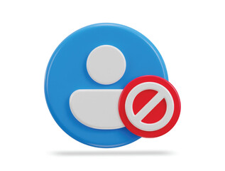 3d user banned vector icon illustration
