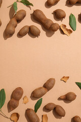 Tamarind, concept of tasty food, fresh tamarind fruit