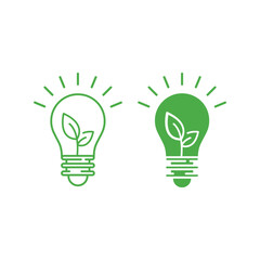 Eco bulb lamp, bulb lamp and leaf, sustainable ecological energy icon. Vector illustration design.