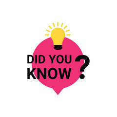Did You Know? Did You Know banner design with light bulb and rays. Banner design for business, marketing and advertising. Logo design with light bulb, idea box, quote for interesting fact. Vector