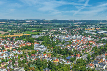 Fototapeta na wymiar Die oberschwäbische Mittelstadt Weingarten im Landkreis Ravensburg von oben
