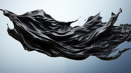 Black fabric. Textile isolated on solid background. 