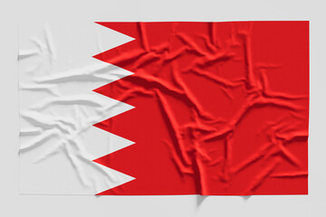 Fototapeta na wymiar Flag of Bahrain. Fabric textured Bahrain flag isolated on white background. 3D illustration