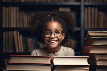 funny smiling Black child school girl, AI generated - Powered by Adobe