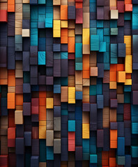 Colorful Wood Brick Wallpaper Vibrant Animation-Style Abstraction with Mesmerizing Colorscapes.