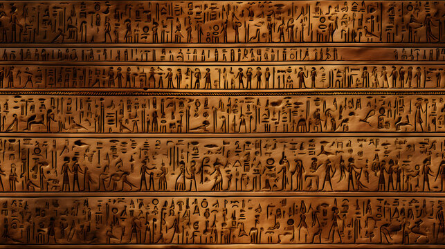 Antique papyrus with hieroglyphs seamless texture