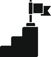 Realization stairs flag target icon simple vector. Balance training. Success goal