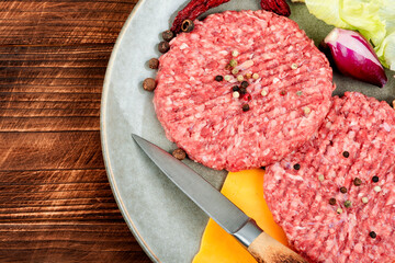 Raw cutlet of minced meat