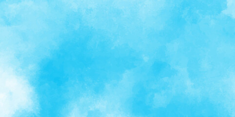 Defocused and blurry wet ink effect sky blue color watercolor background, blurred and grainy Blue powder explosion on white background, Fluffy, puffy, fresh and shiny clouds on a windy sky.