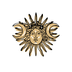 Yellow ancient Greek coin of Sun Goddess
