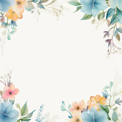 square watercolor frame with flowers