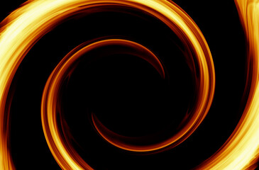 Fire swirl flames in rounded form with black background 