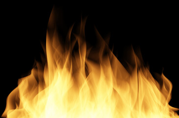 Fire flames on black background
