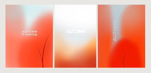 A set of autumn vector posters with the font composition "Autumn". An element of interior design, book covers, posters for the autumn festival modern graphics for the interior