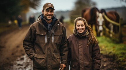 Happy working together in their farm