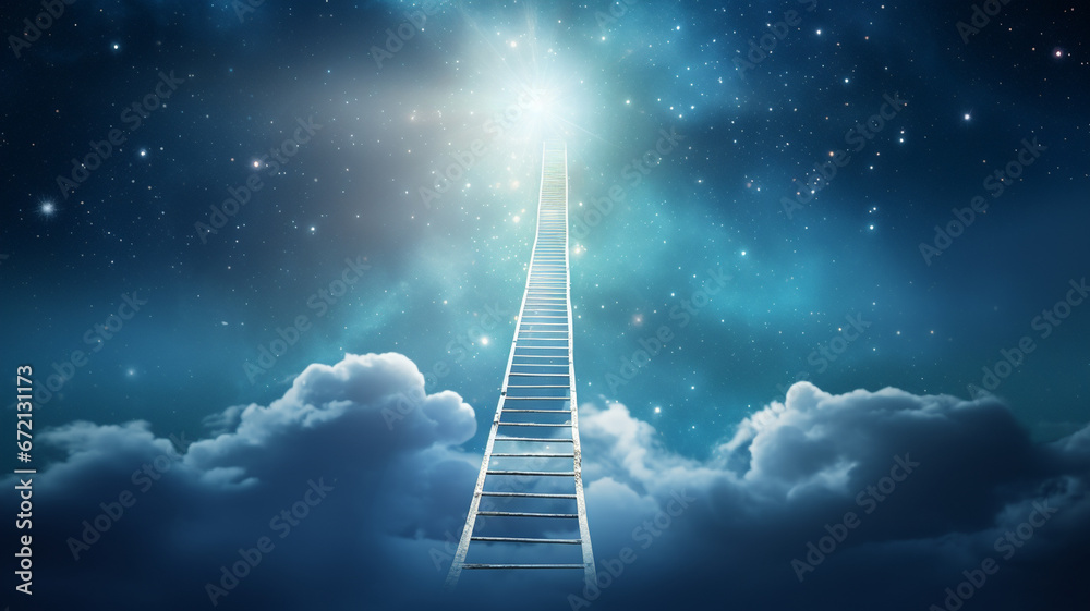 Wall mural concept of the career ladder and heaven - Wall murals